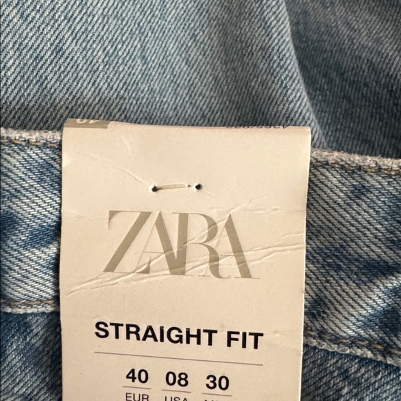 NWT ZARA Mid Rise Cropped Straight Leg Light Blue Denim Jeans 8 Relaxed Fit Crop - Picture 11 of 11